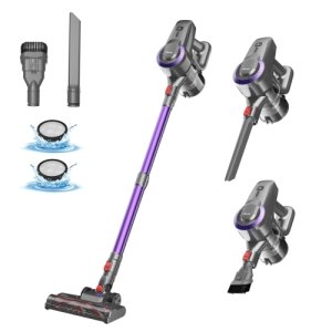 DEVOAC N300 Cordless Vacuum Cleaner, 6 in 1 Ultra-Lightweight Stick Vacuum, 2200mAh Battery Up to 40mins Runtime, 40Kpa Powerful Vacuum for Hard Floor Carpet Pet Hair Home Purple